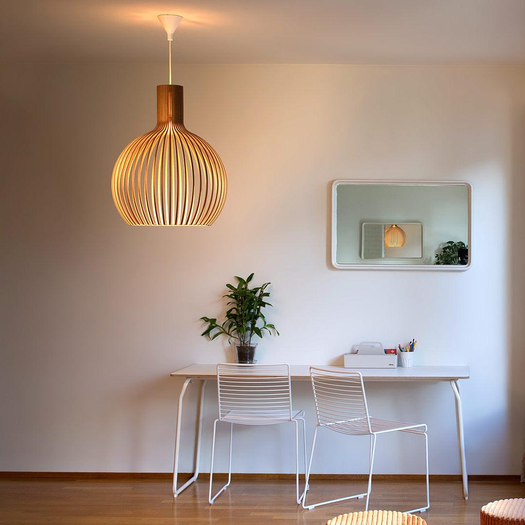 Cage Lampe Suspendue Sculpturale à Cadre Ouvert en Bouleau - Neutralighting