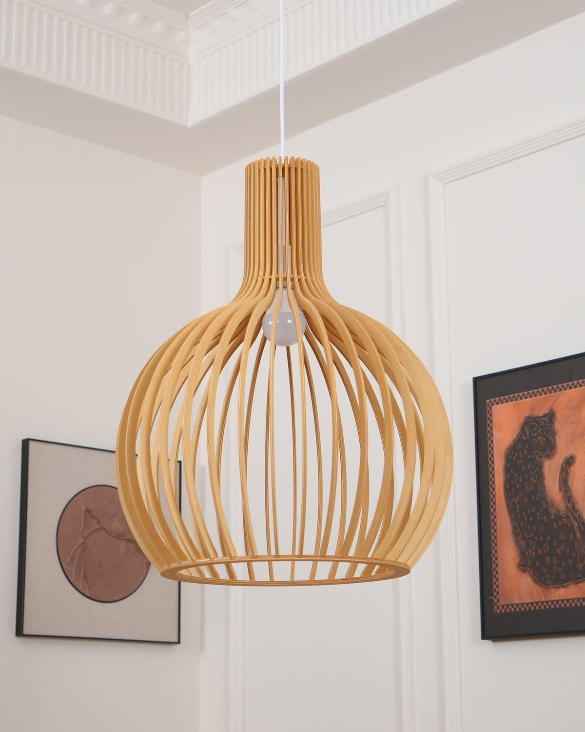 Cage Lampe Suspendue Sculpturale à Cadre Ouvert en Bouleau - Neutralighting