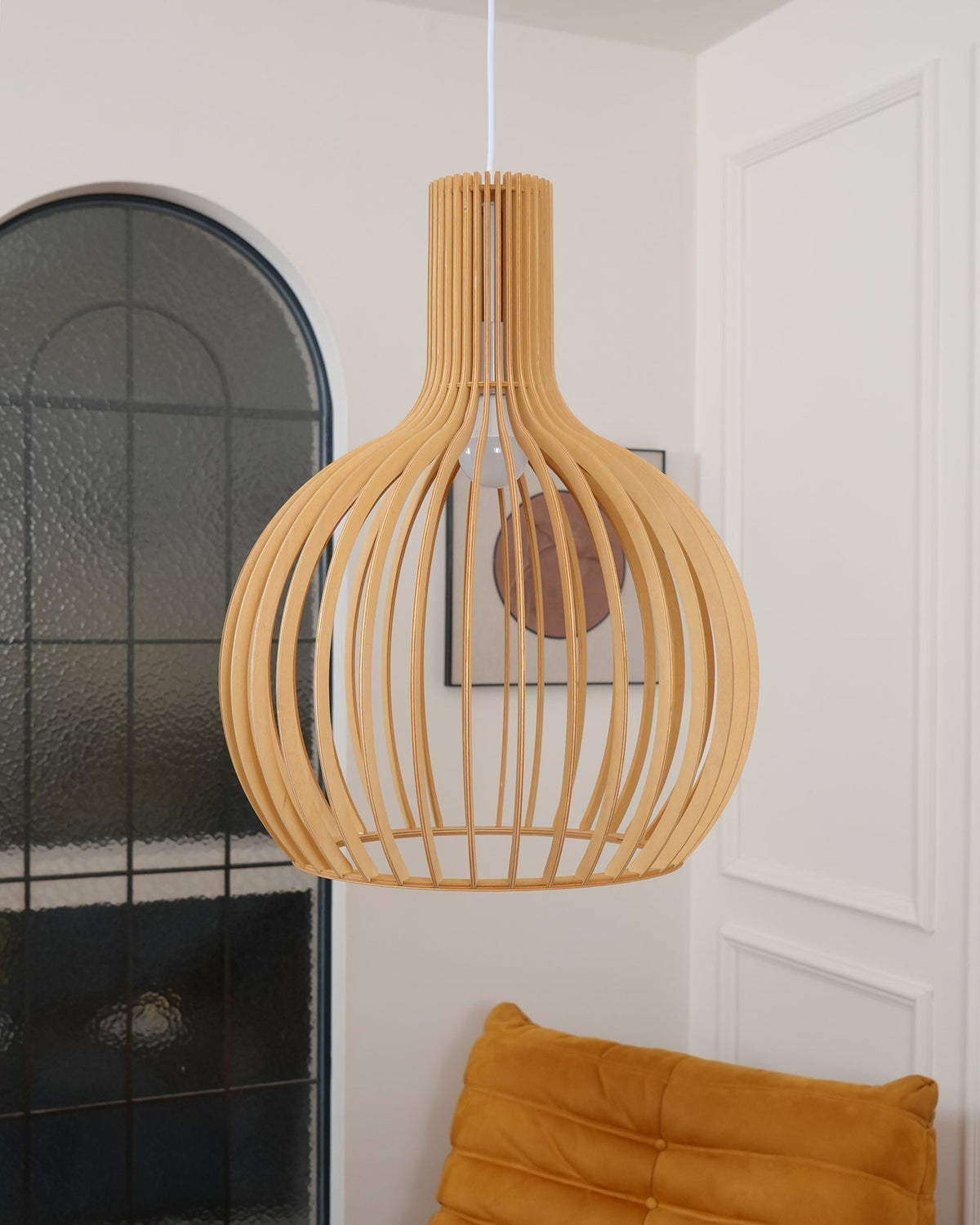 Cage Lampe Suspendue Sculpturale à Cadre Ouvert en Bouleau - Neutralighting