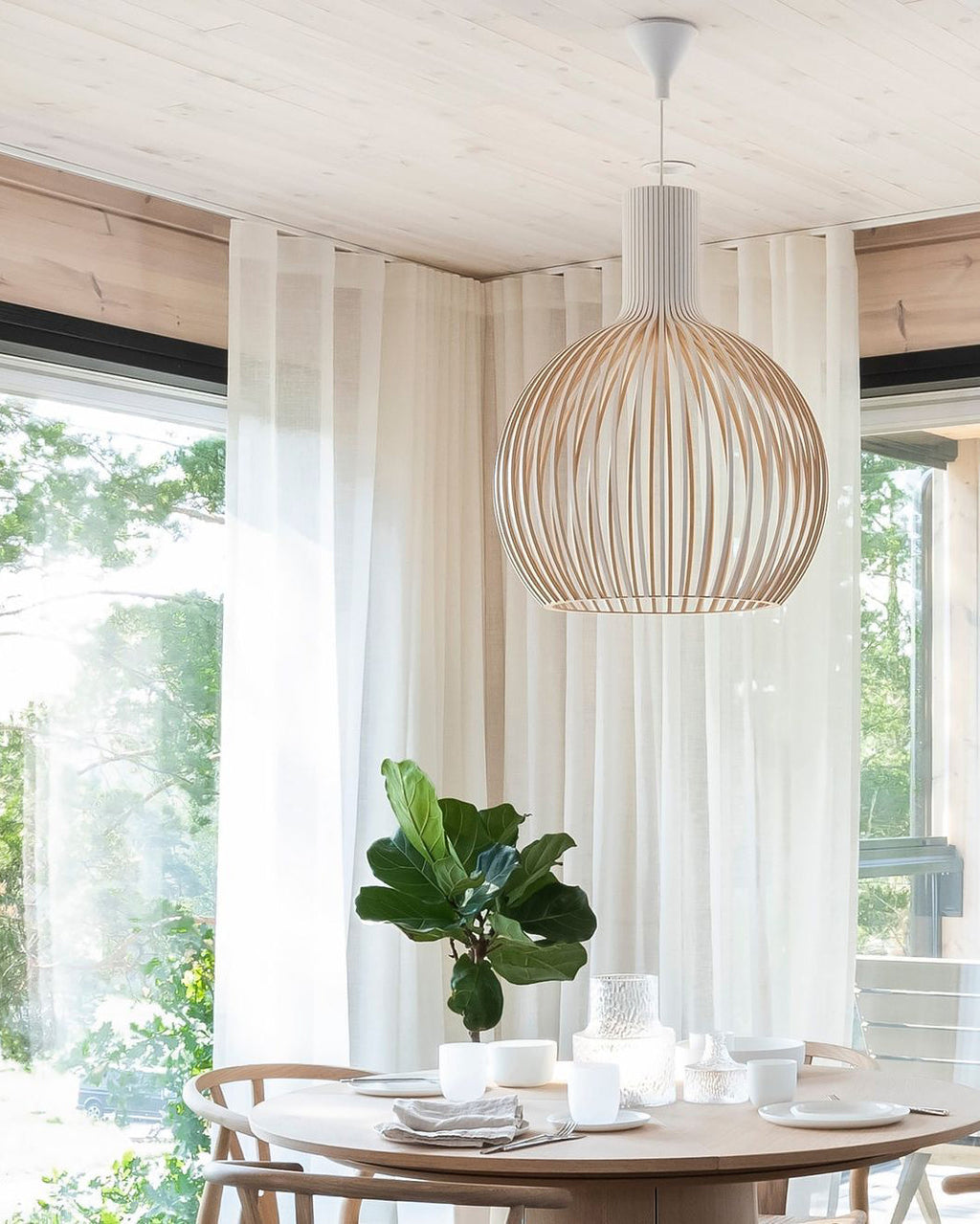 Cage Lampe Suspendue Sculpturale à Cadre Ouvert en Bouleau - Neutralighting