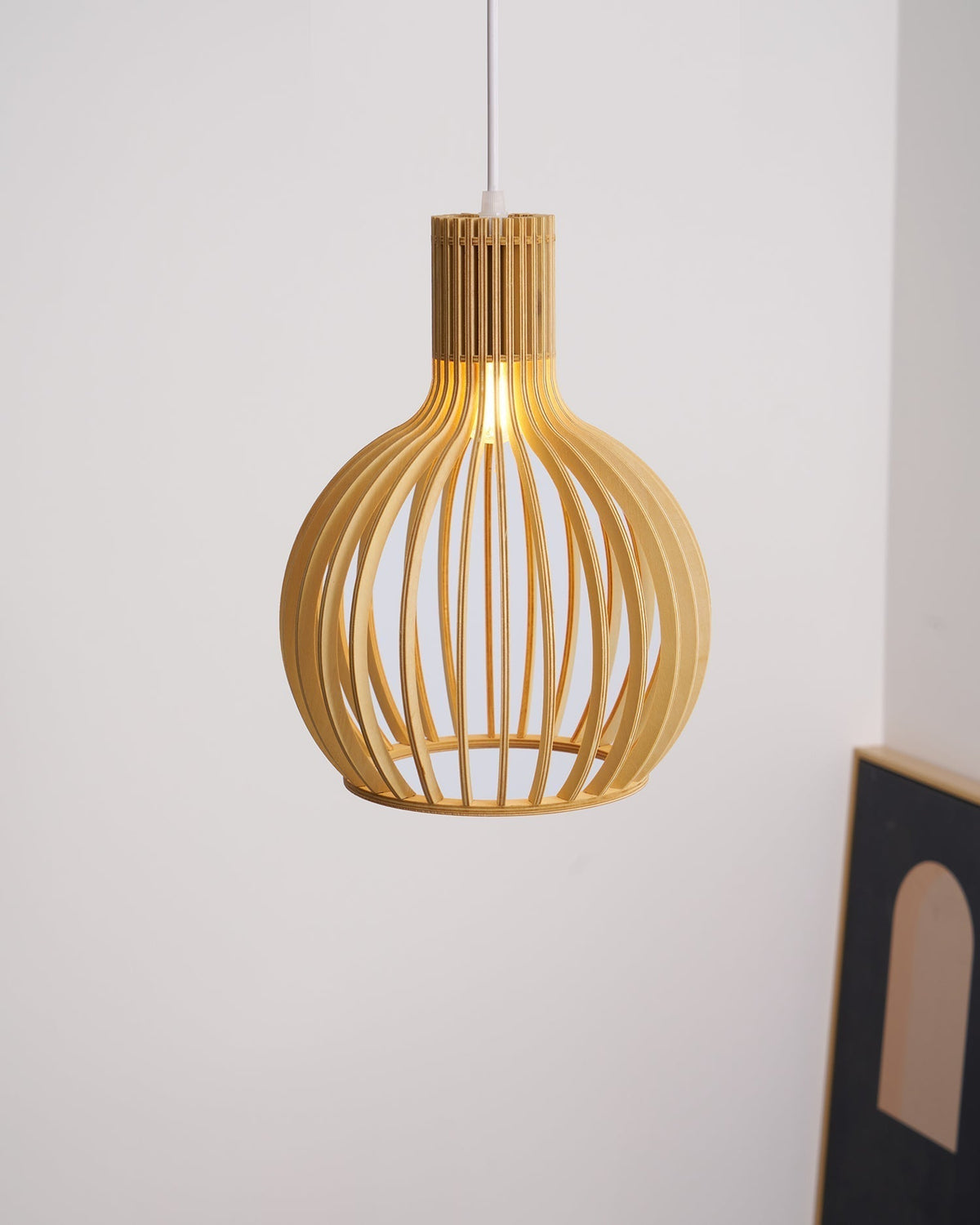 Cage Lampe Suspendue Sculpturale à Cadre Ouvert en Bouleau - Neutralighting