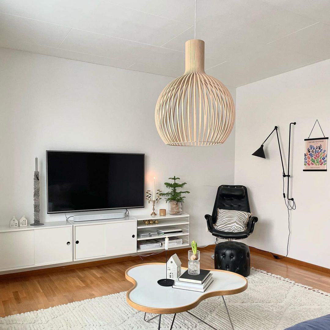 Cage Lampe Suspendue Sculpturale à Cadre Ouvert en Bouleau - Neutralighting