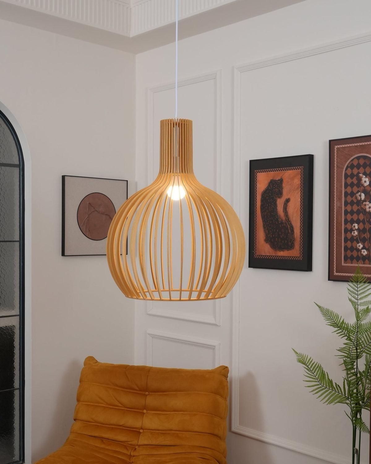 Cage Lampe Suspendue Sculpturale à Cadre Ouvert en Bouleau - Neutralighting