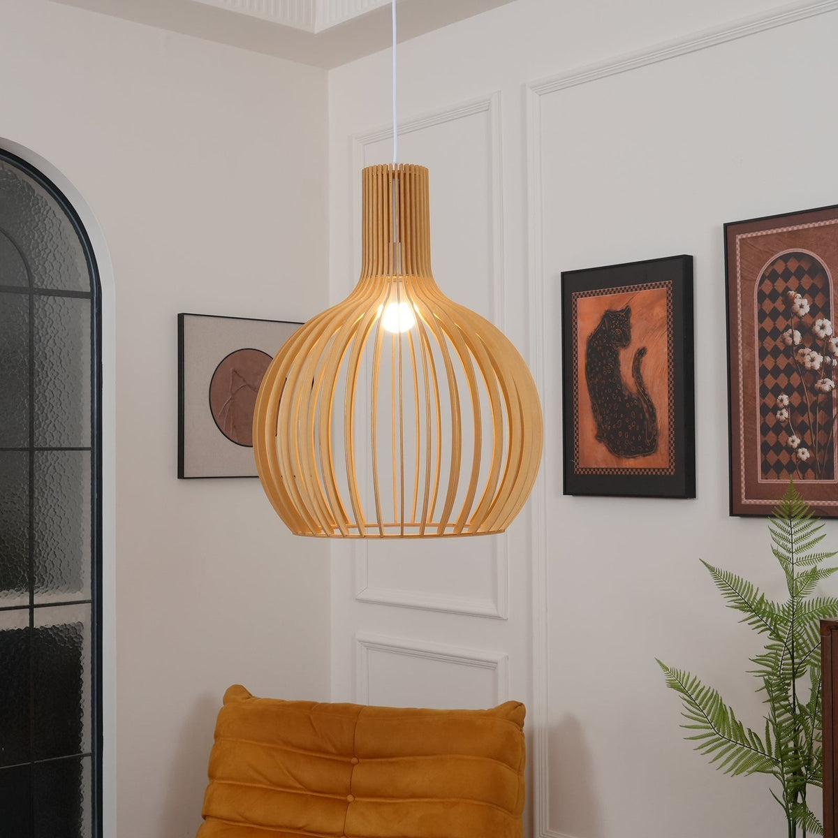 Cage Lampe Suspendue Sculpturale à Cadre Ouvert en Bouleau - Neutralighting