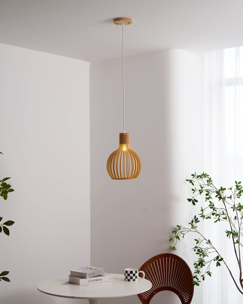 Cage Lampe Suspendue Sculpturale à Cadre Ouvert en Bouleau - Neutralighting