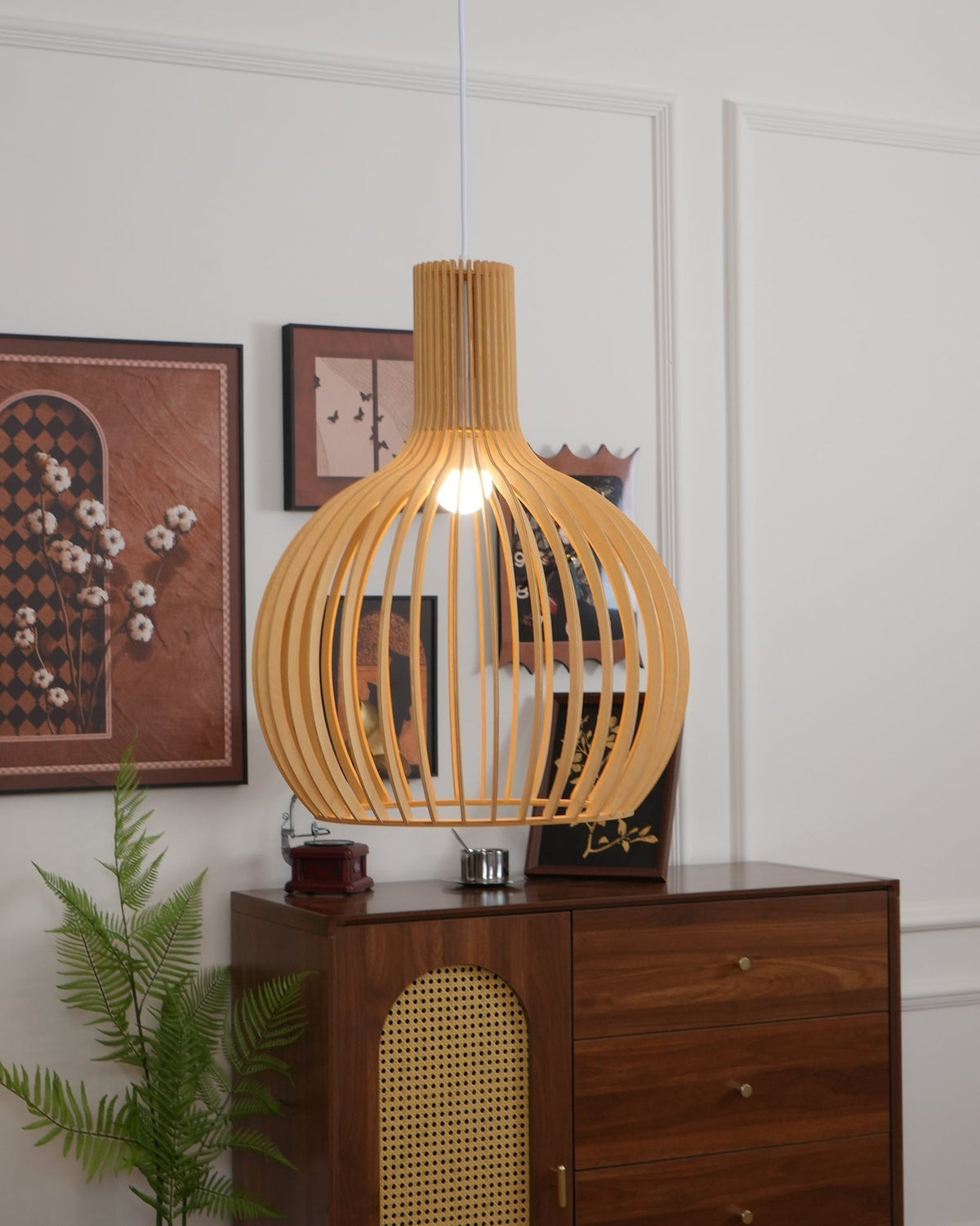 Cage Lampe Suspendue Sculpturale à Cadre Ouvert en Bouleau - Neutralighting