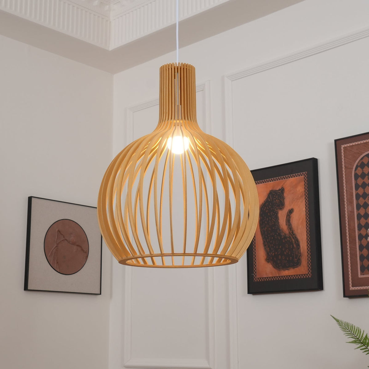 Cage Lampe Suspendue Sculpturale à Cadre Ouvert en Bouleau - Neutralighting