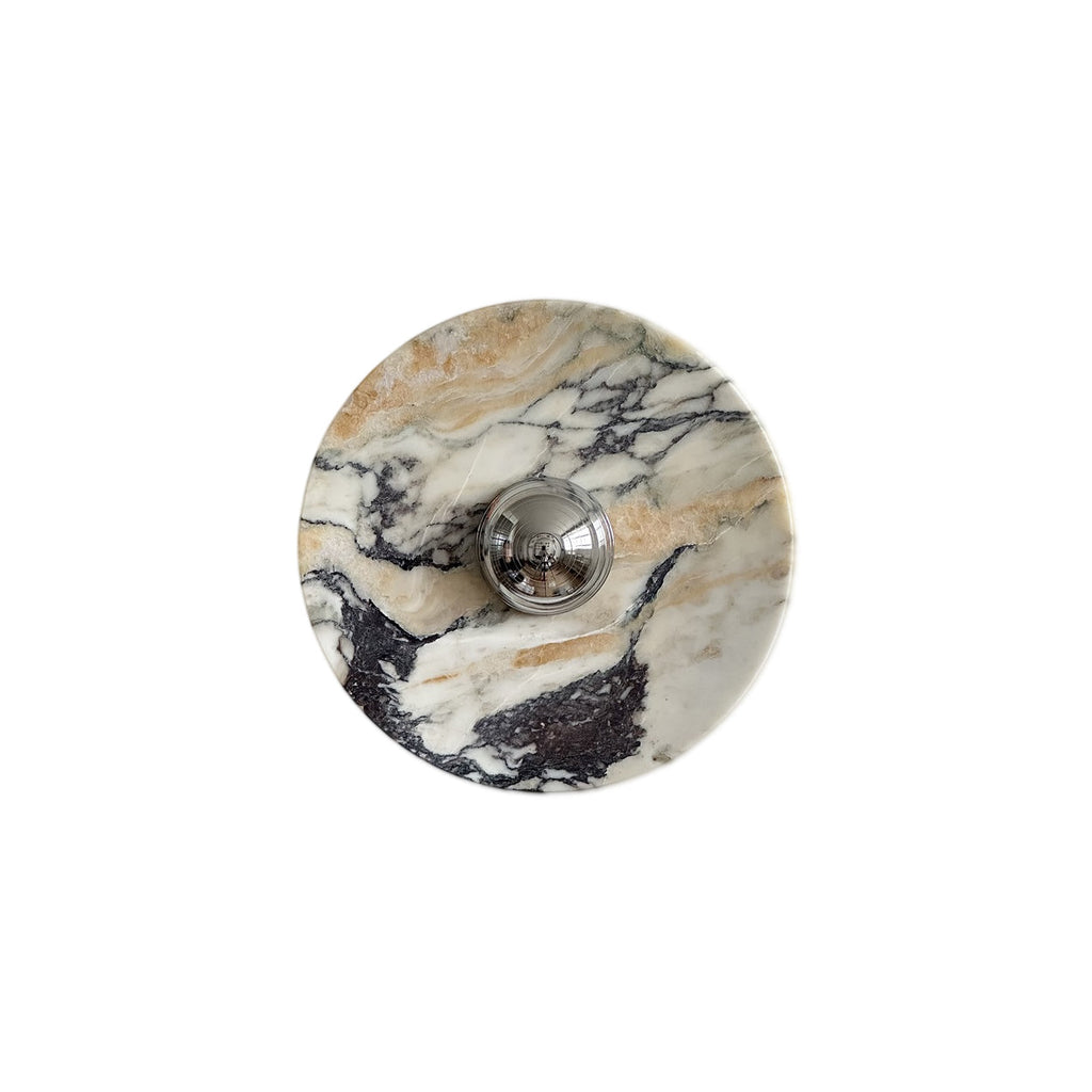 Zeno Applique Murale Ronde en Chrome, Marbre et Métal Style Minimaliste Moderne - Neutralighting