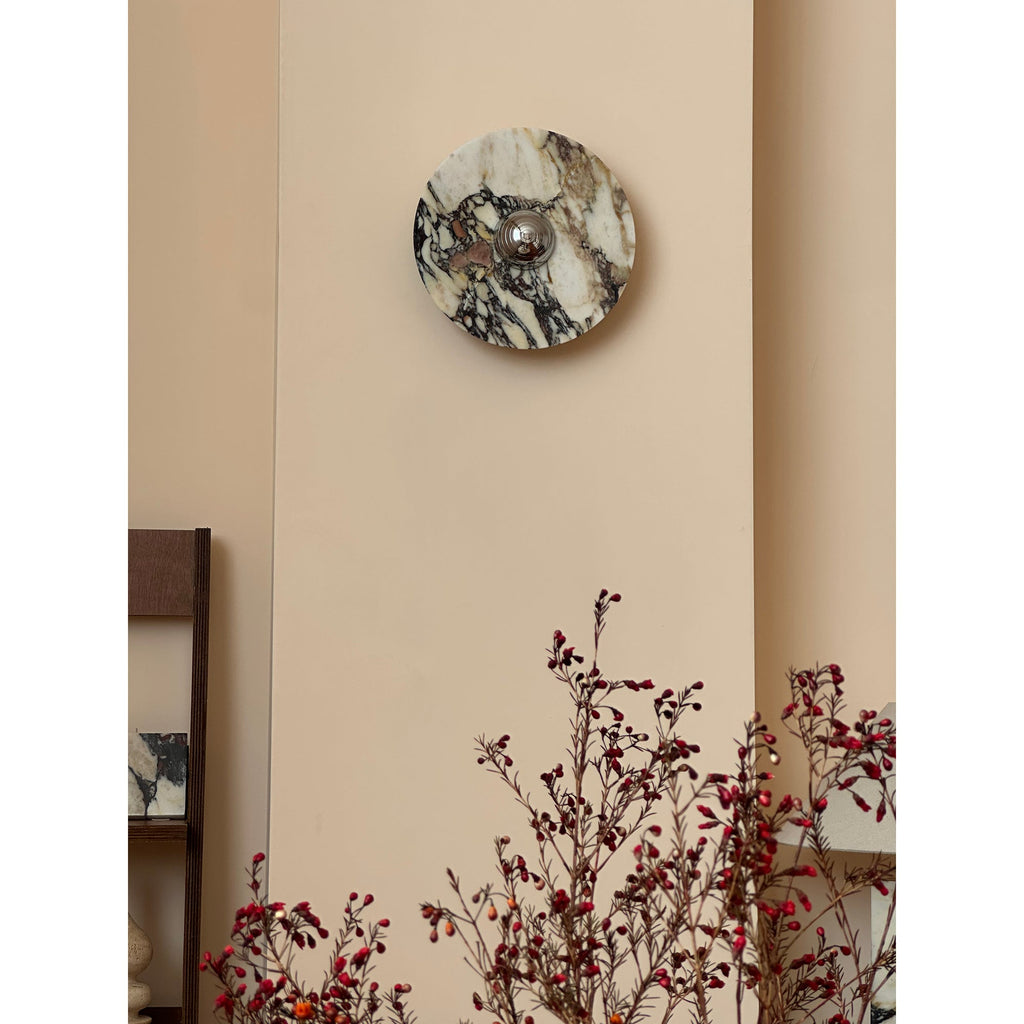 Zeno Applique Murale Ronde en Chrome, Marbre et Métal Style Minimaliste Moderne - Neutralighting