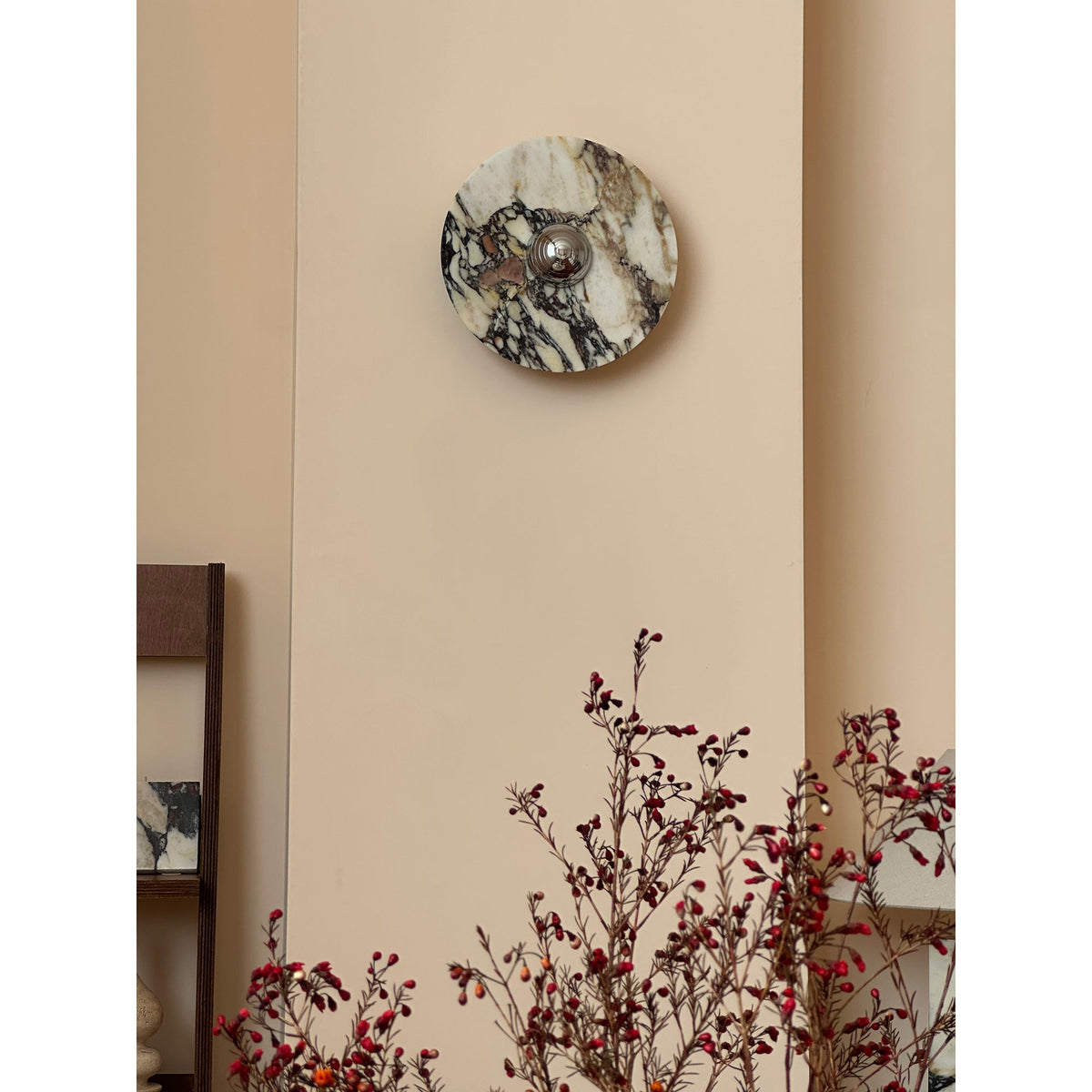 Zeno Applique Murale Ronde en Chrome, Marbre et Métal Style Minimaliste Moderne - Neutralighting