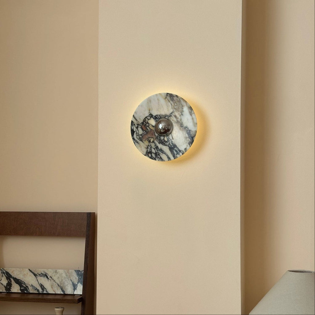 Zeno Applique Murale Ronde en Chrome, Marbre et Métal Style Minimaliste Moderne - Neutralighting
