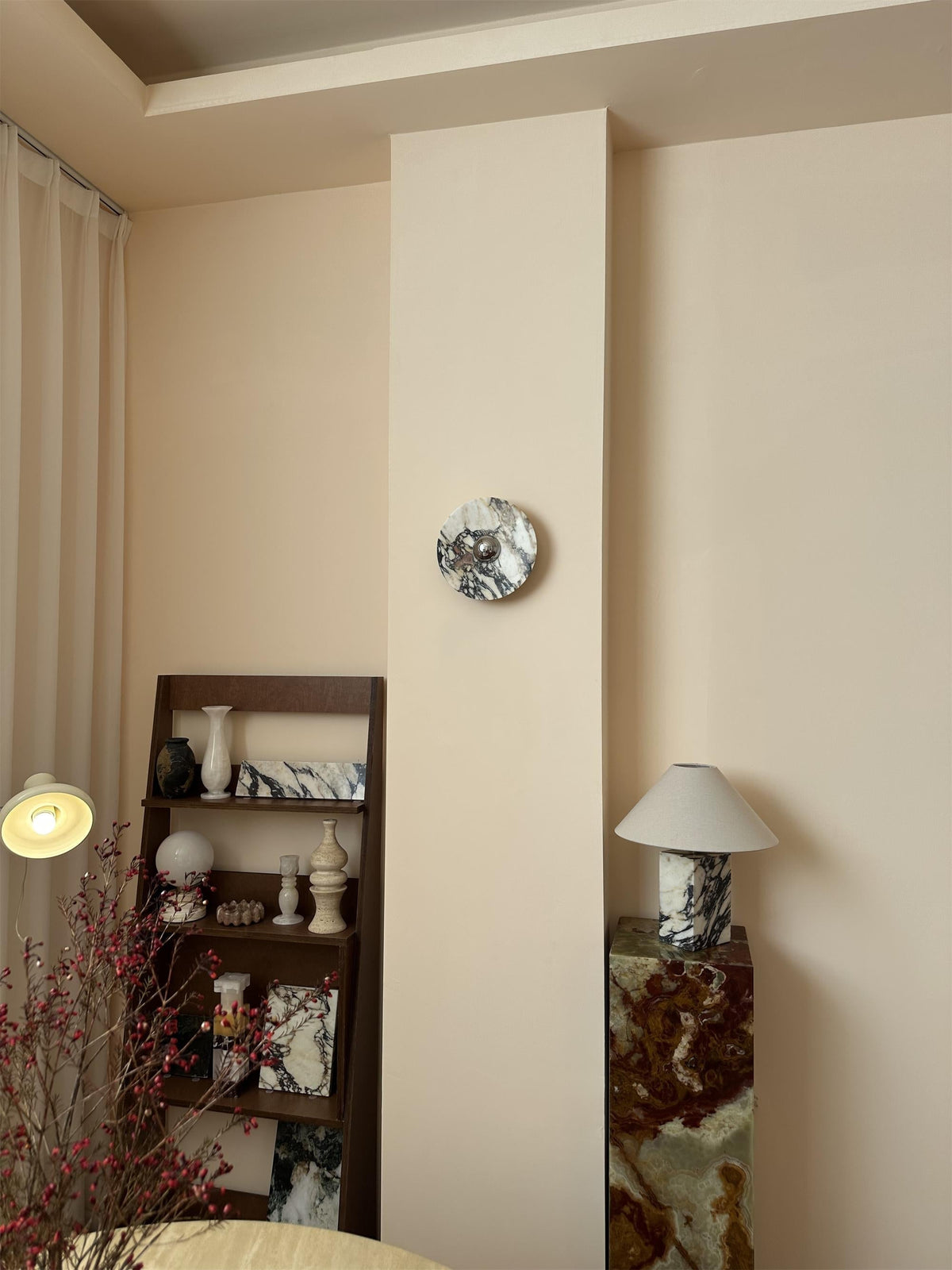 Zeno Applique Murale Ronde en Chrome, Marbre et Métal Style Minimaliste Moderne - Neutralighting