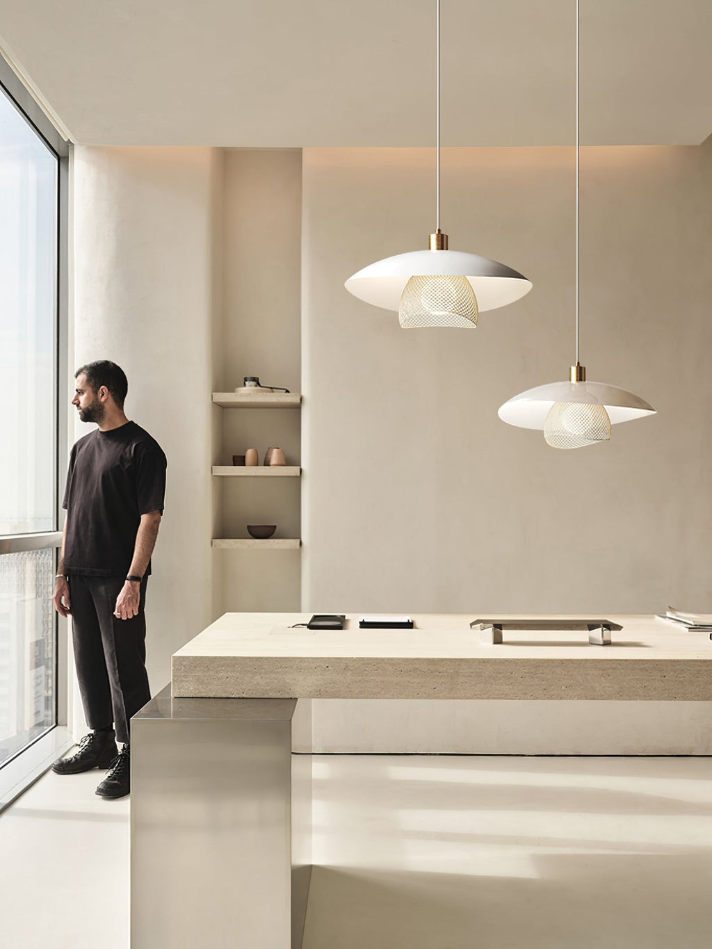Floyd Lampe Suspendue en Métal Blanc Style Minimaliste Moderne Dynam - Neutralighting