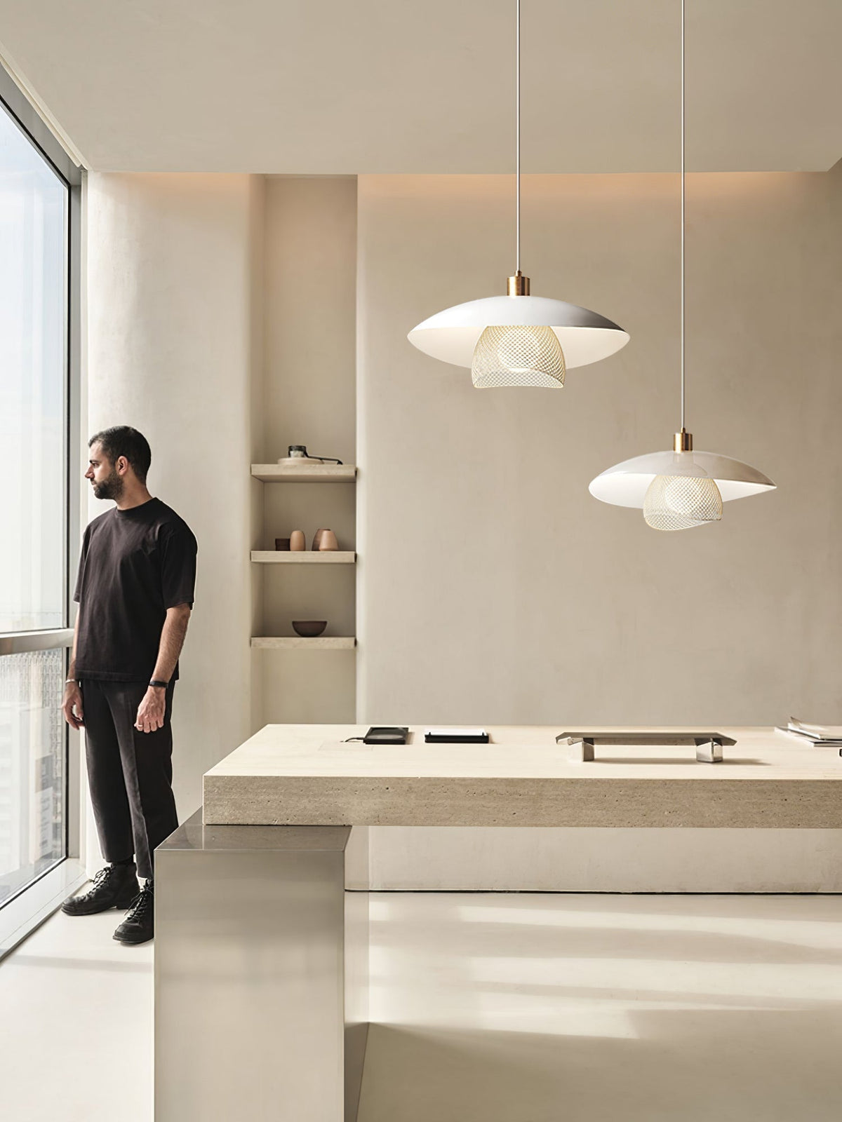 Floyd Lampe Suspendue en Métal Blanc Style Minimaliste Moderne Dynam - Neutralighting