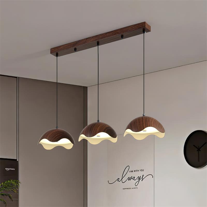 Suspension Abat-jour en Grain de Bois Vague Ambiance Minimaliste - Neutralighting