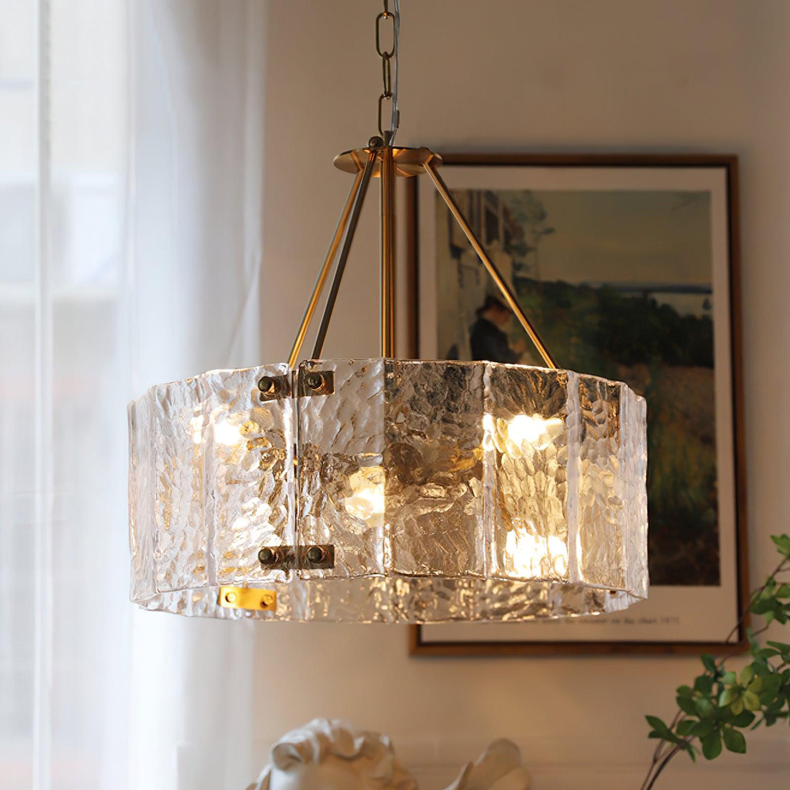 Lustra Chandelier Verre Texturé Clair Calvert - Neutralighting