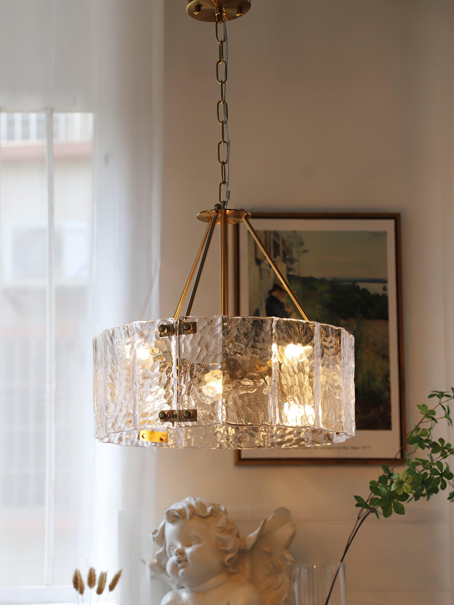 Lustra Chandelier Verre Texturé Clair Calvert - Neutralighting