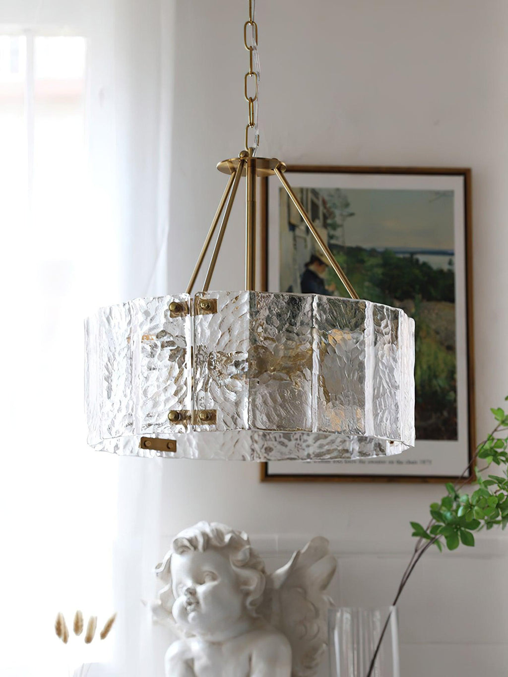 Lustra Chandelier Verre Texturé Clair Calvert - Neutralighting