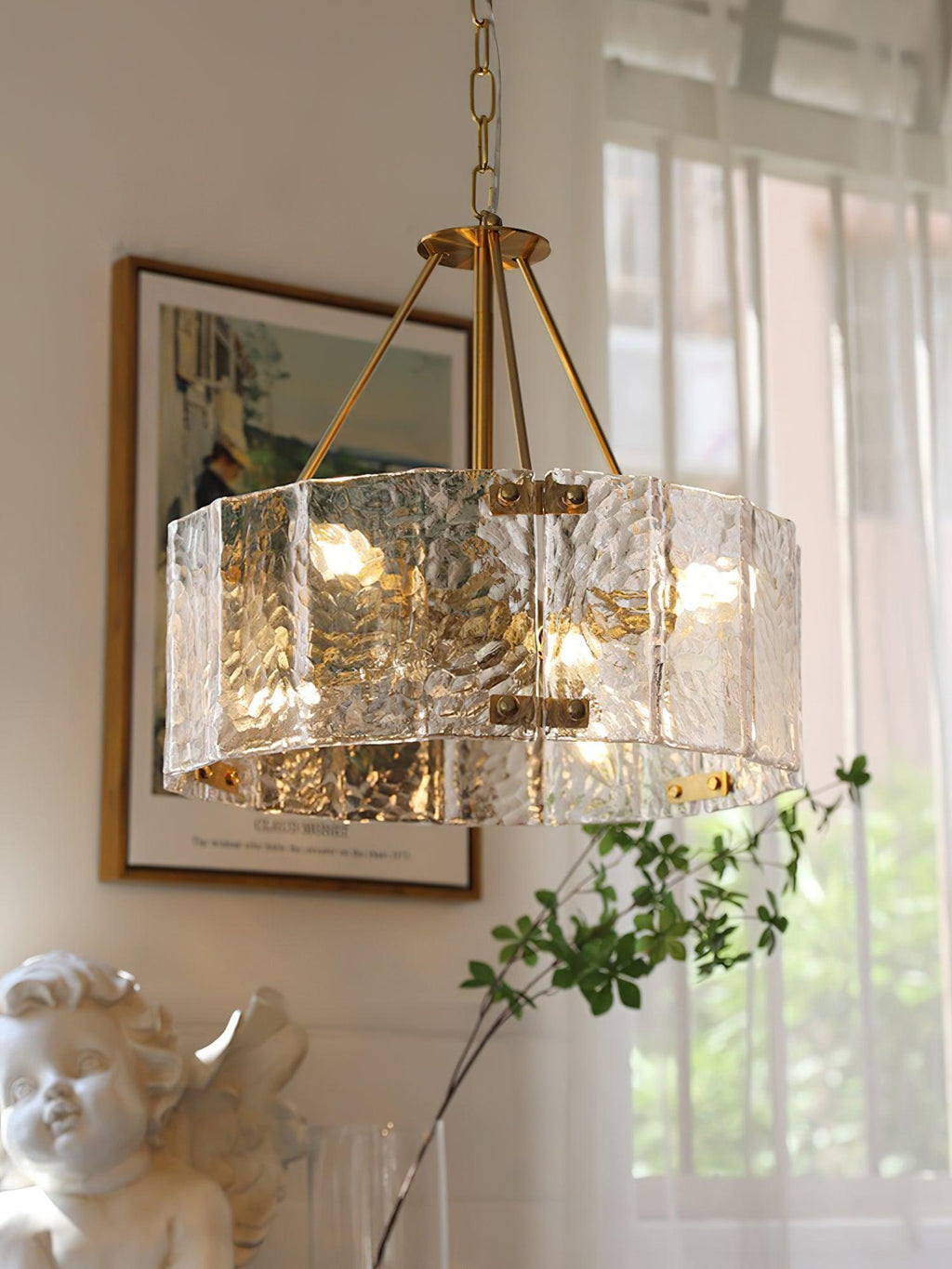 Lustra Chandelier Verre Texturé Clair Calvert - Neutralighting