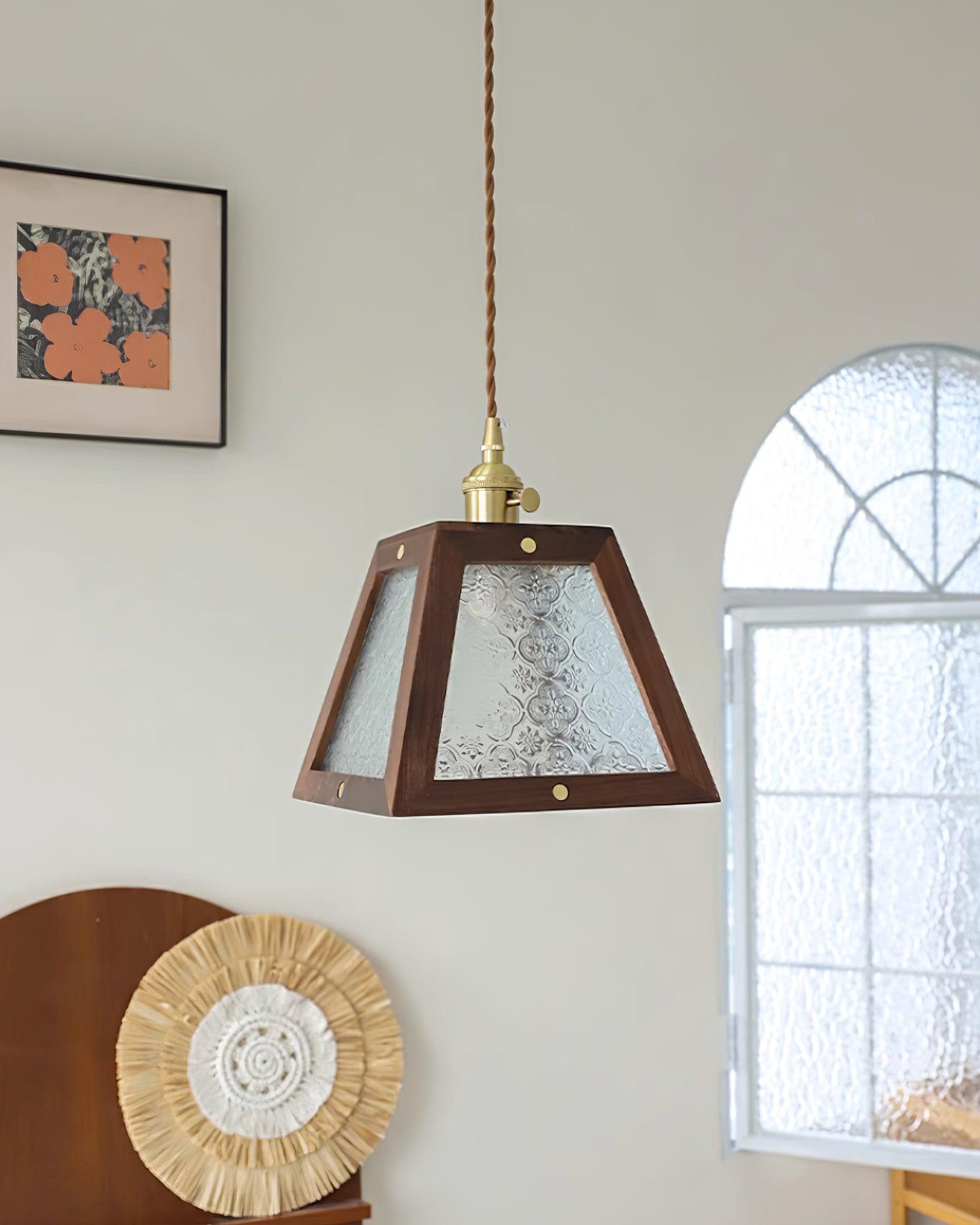 Calvi Lampe Suspendue Verre à Motif Floral Vintage - Neutralighting