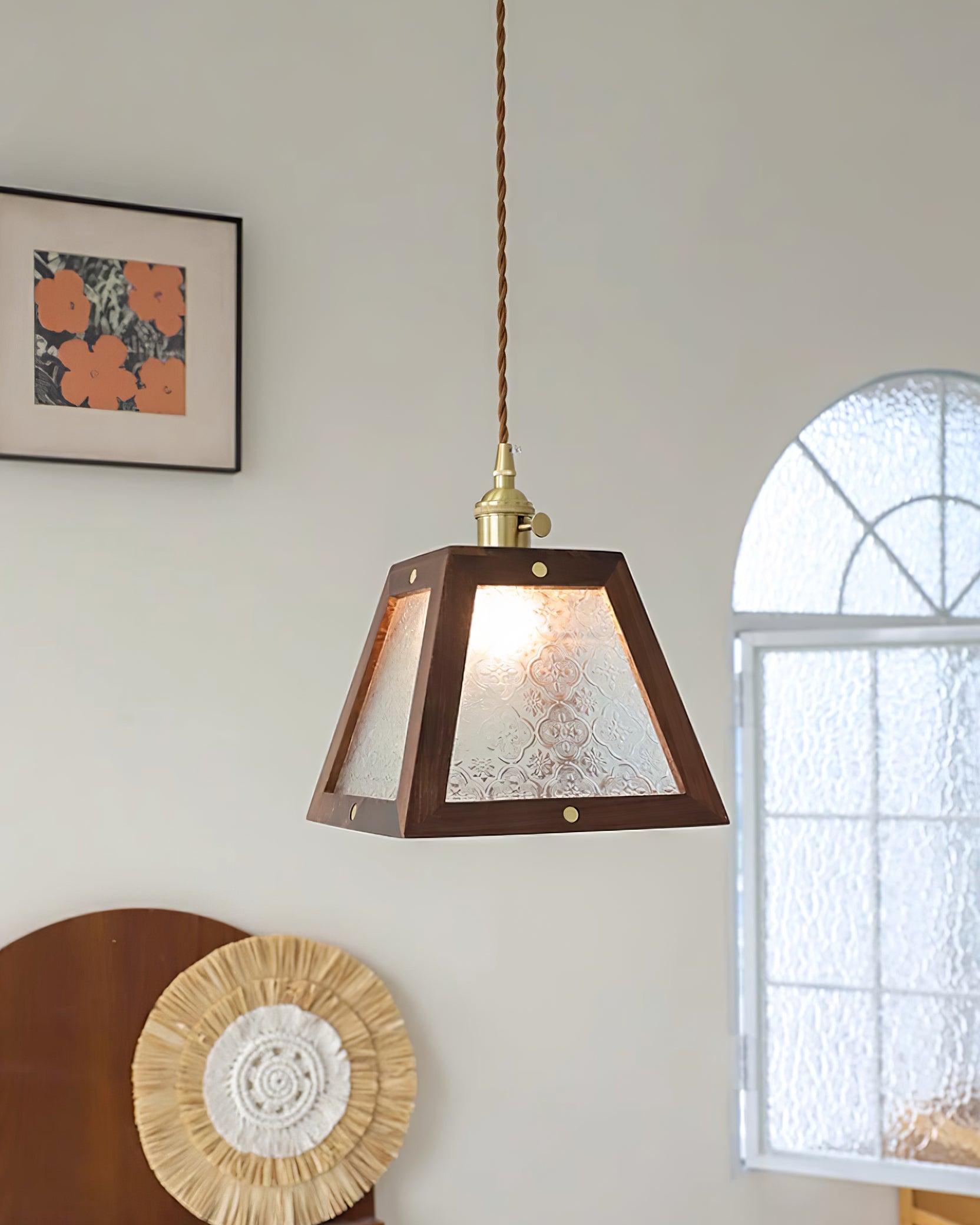 Calvi Lampe Suspendue Verre à Motif Floral Vintage - Neutralighting