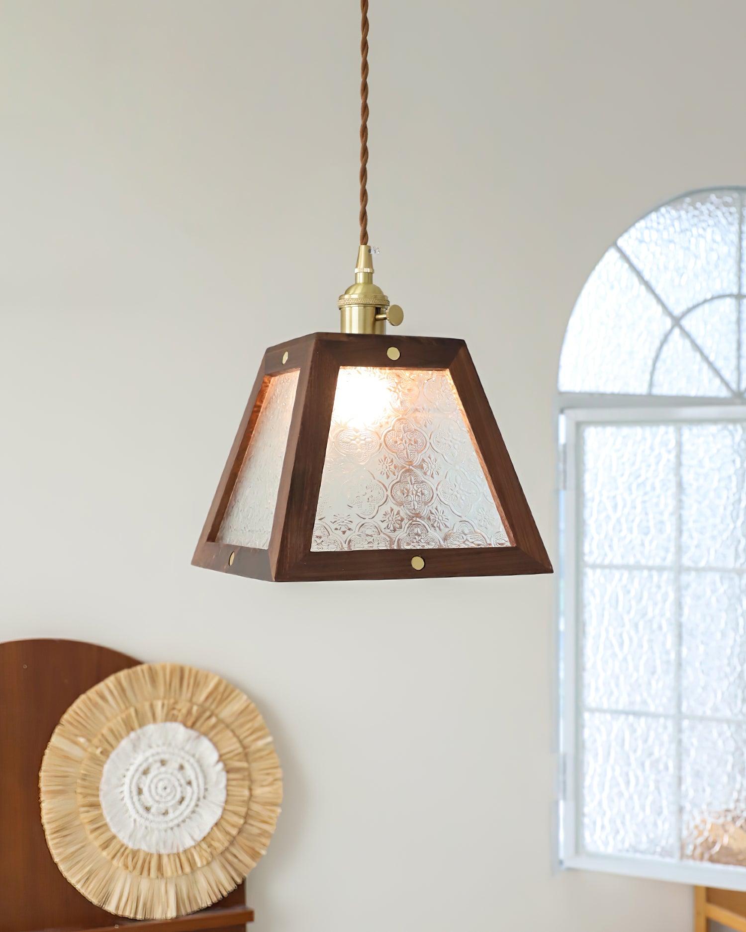Calvi Lampe Suspendue Verre à Motif Floral Vintage - Neutralighting