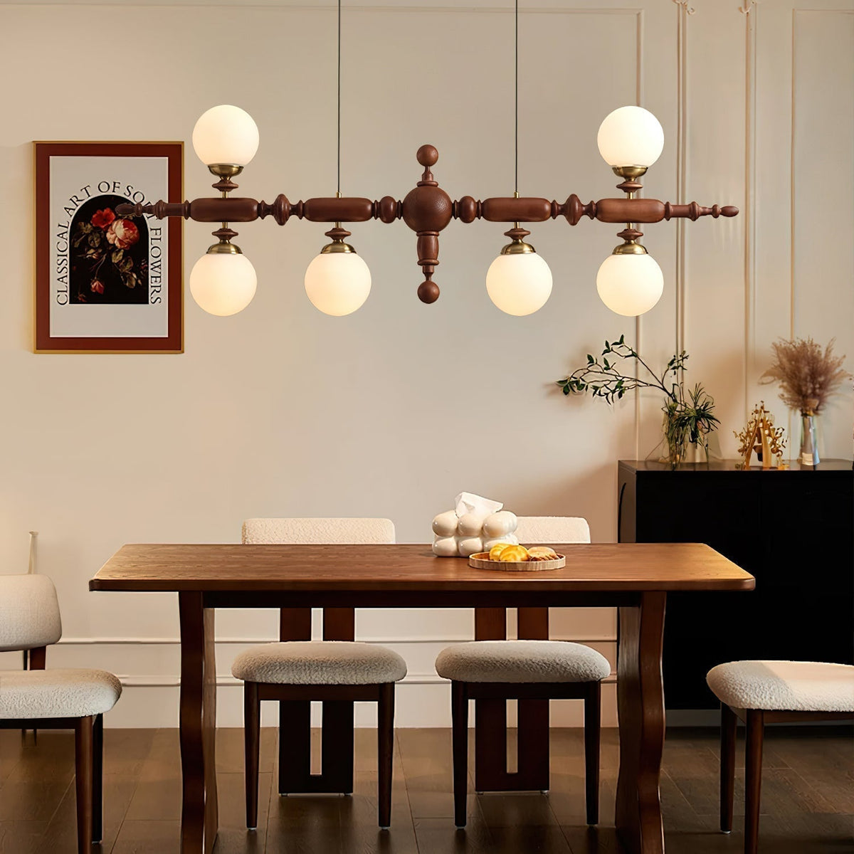 Isilira Suspension linéaire classique en bois et verre - Neutralighting