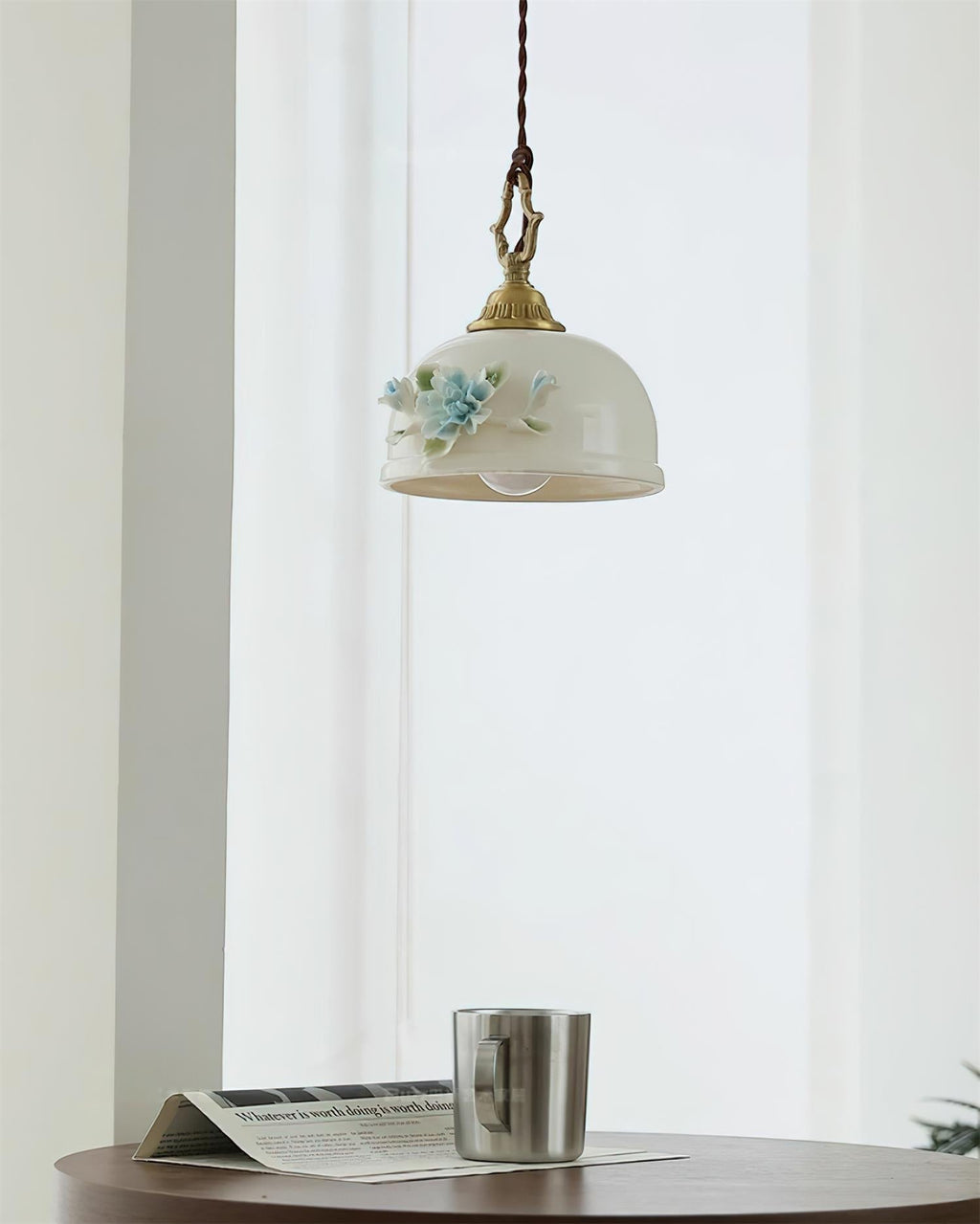 Camellia Lampe Pendante Porcelaine Fleur Romantique - Neutralighting
