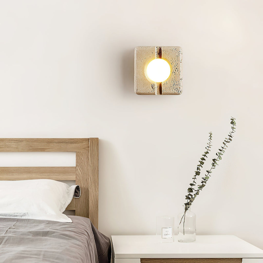 Kosmo Lampe Murale Style Minimaliste Moderne en Travertin Transparent - Neutralighting