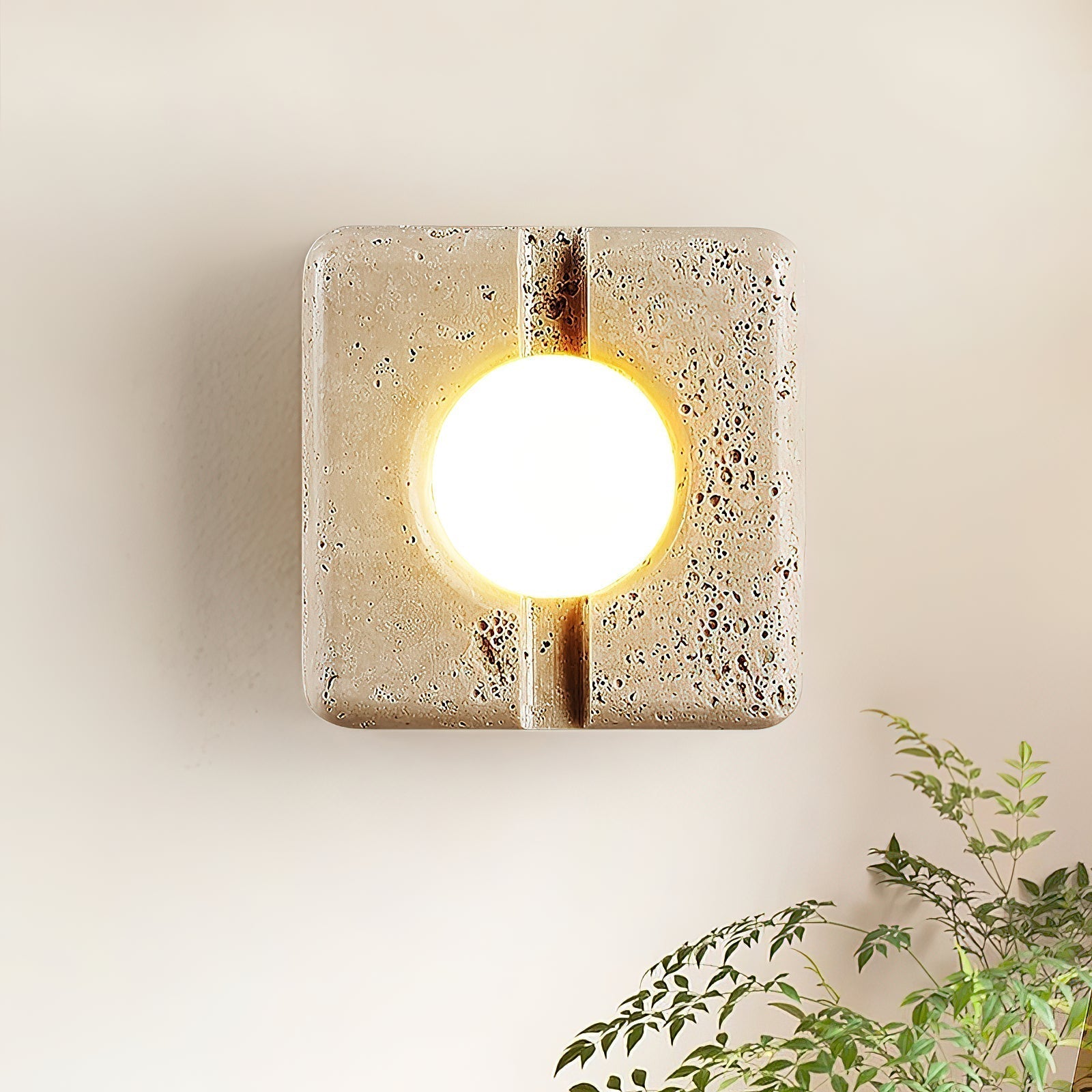 Kosmo Lampe Murale Style Minimaliste Moderne en Travertin Transparent - Neutralighting