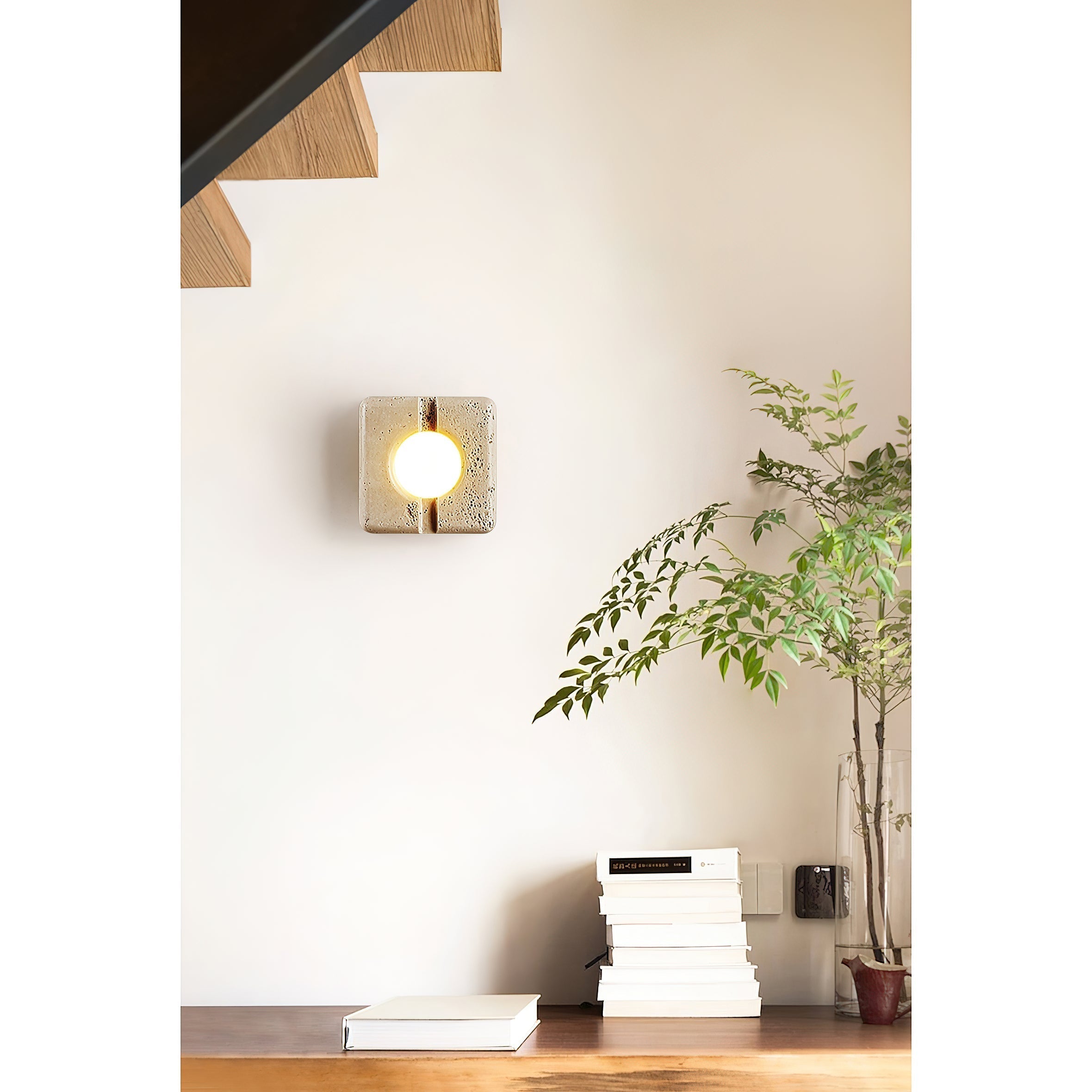 Kosmo Lampe Murale Style Minimaliste Moderne en Travertin Transparent - Neutralighting
