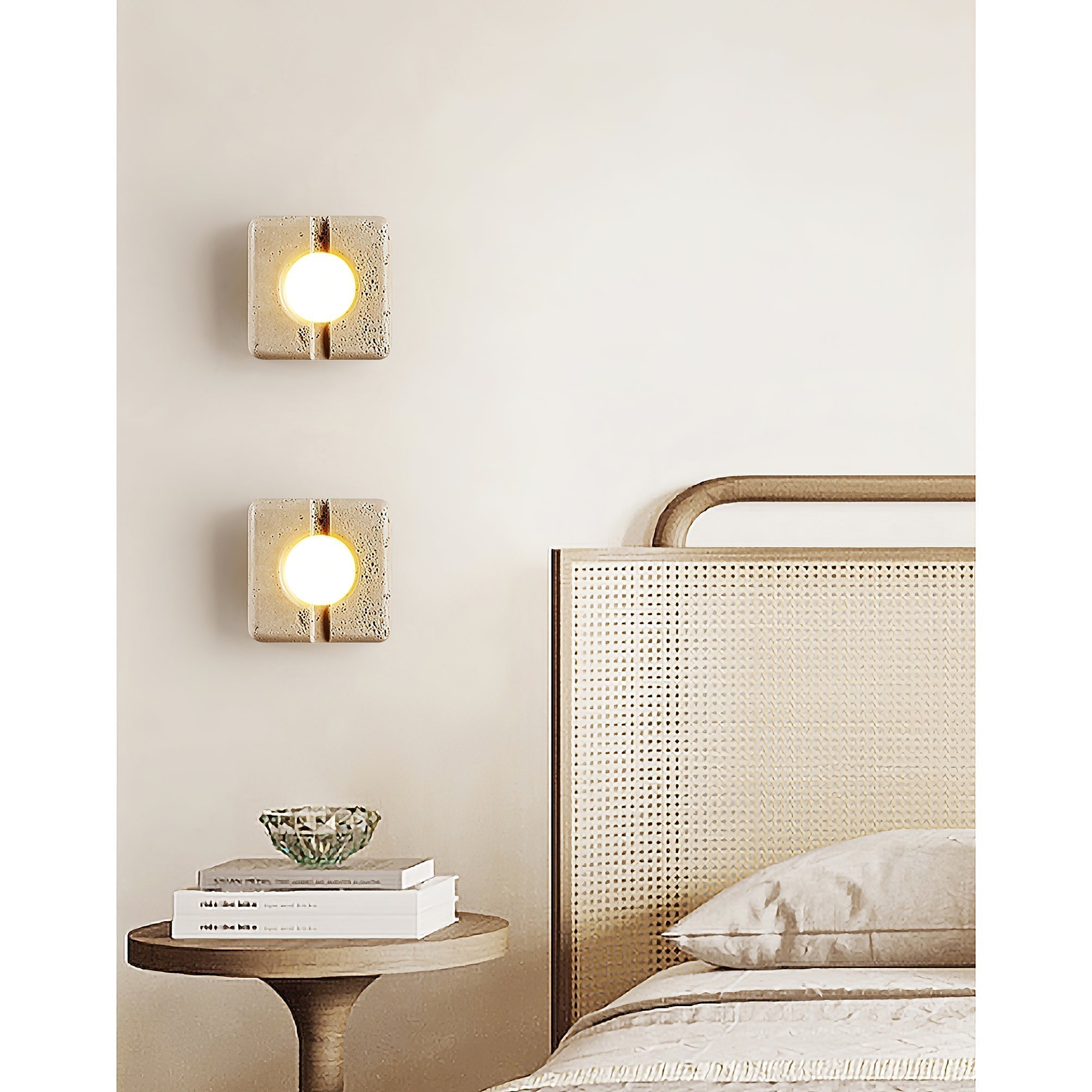 Kosmo Lampe Murale Style Minimaliste Moderne en Travertin Transparent - Neutralighting