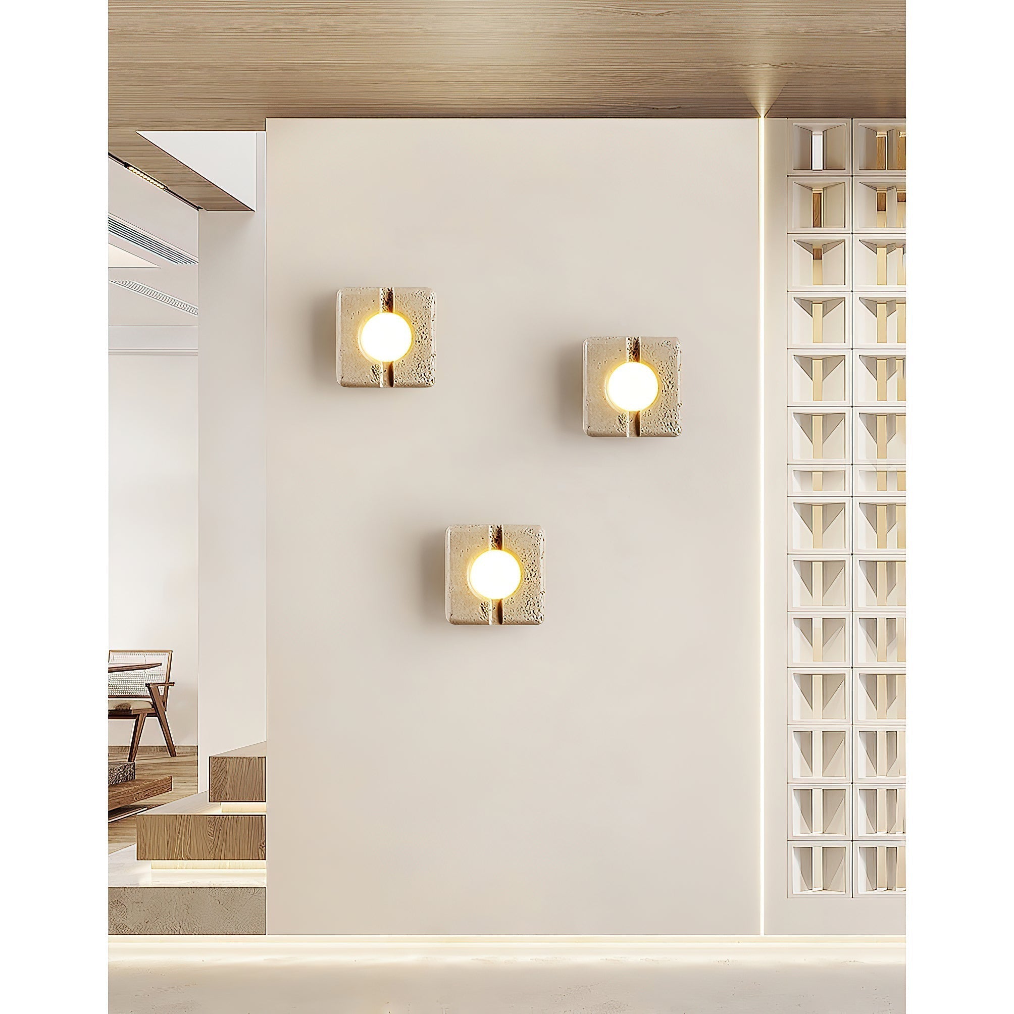 Kosmo Lampe Murale Style Minimaliste Moderne en Travertin Transparent - Neutralighting