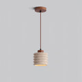 Virelli Lampe Pendante Abat-jour Ondulé en Travertin Bois de Noyer Organique Wabi-Sabi - Neutralighting