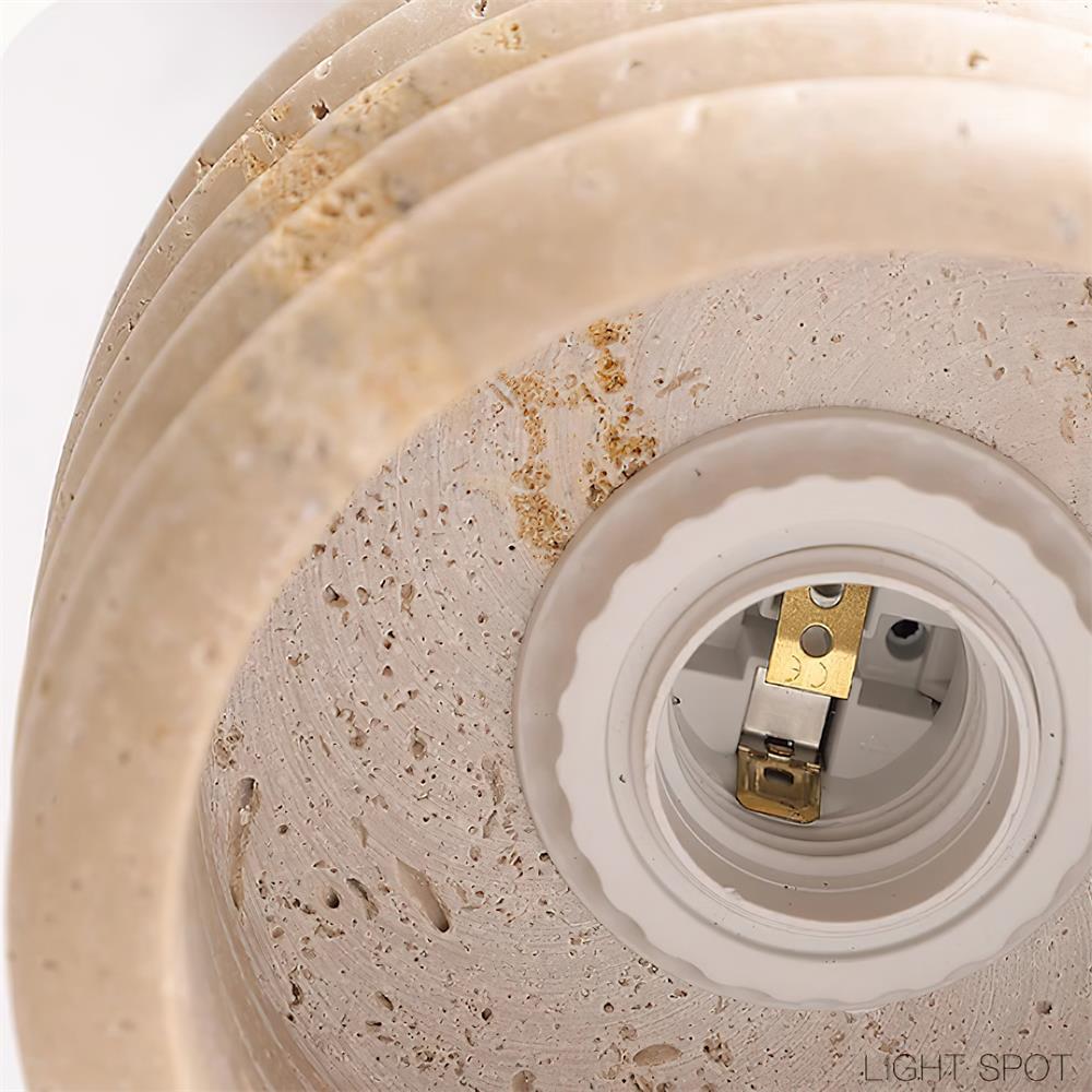 Virelli Lampe Pendante Abat-jour Ondulé en Travertin Bois de Noyer Organique Wabi-Sabi - Neutralighting