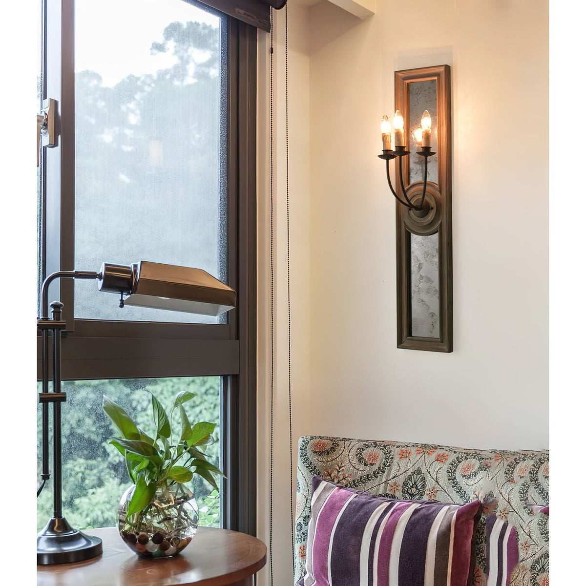 Phasis Applique Murale en Métal Vintage à 3 Lumières avec Miroir Élégance - Neutralighting