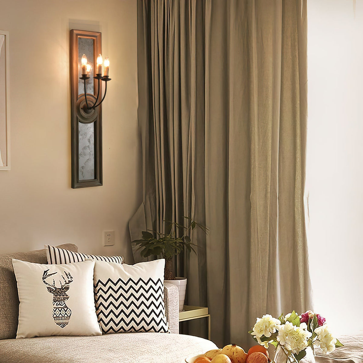 Phasis Applique Murale en Métal Vintage à 3 Lumières avec Miroir Élégance - Neutralighting