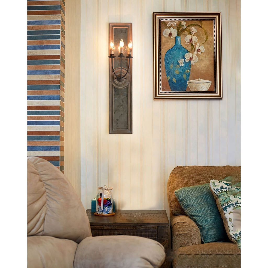 Phasis Applique Murale en Métal Vintage à 3 Lumières avec Miroir Élégance - Neutralighting