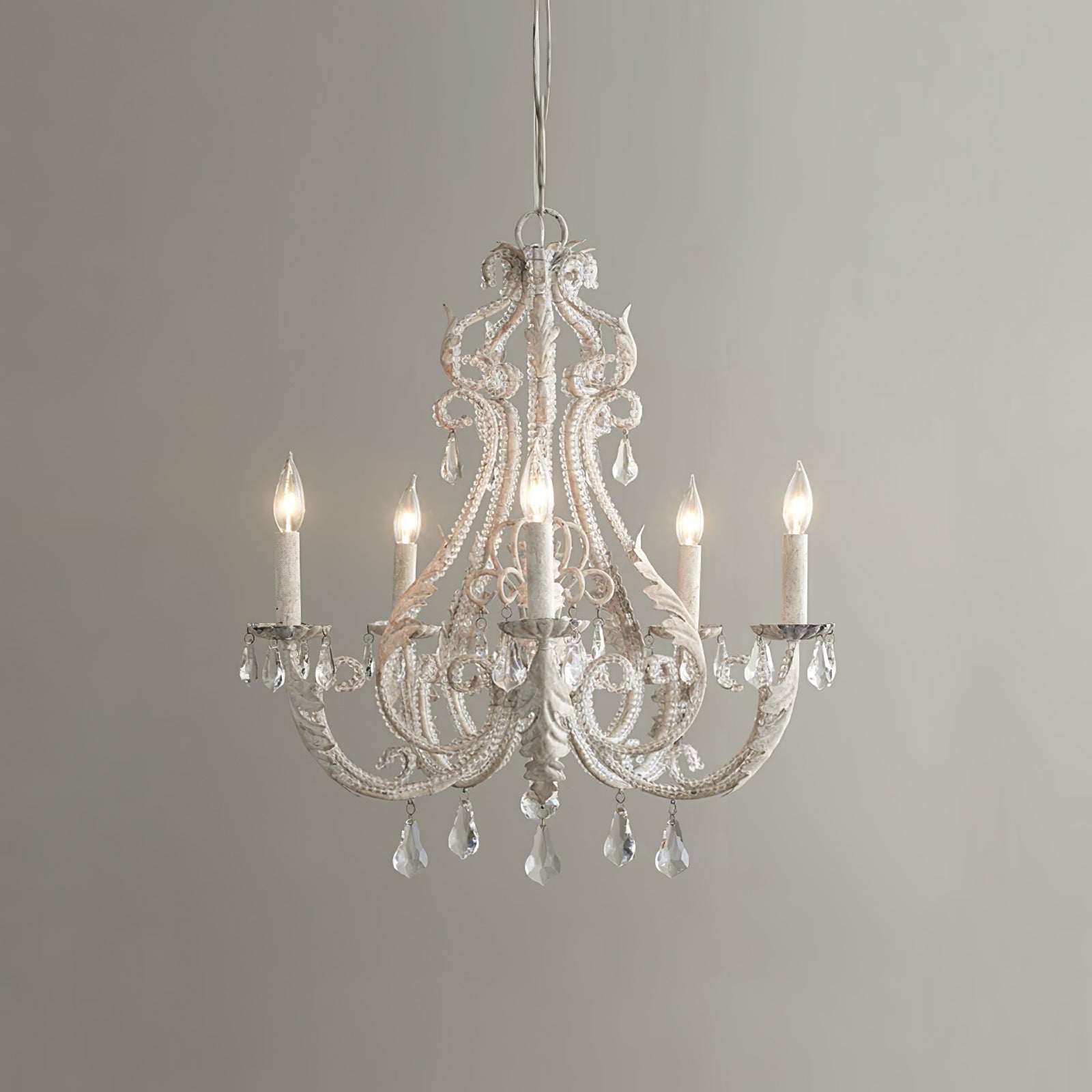 Lustra Suspension Lampe Porte-Bougie Perles de Cristal - Neutralighting