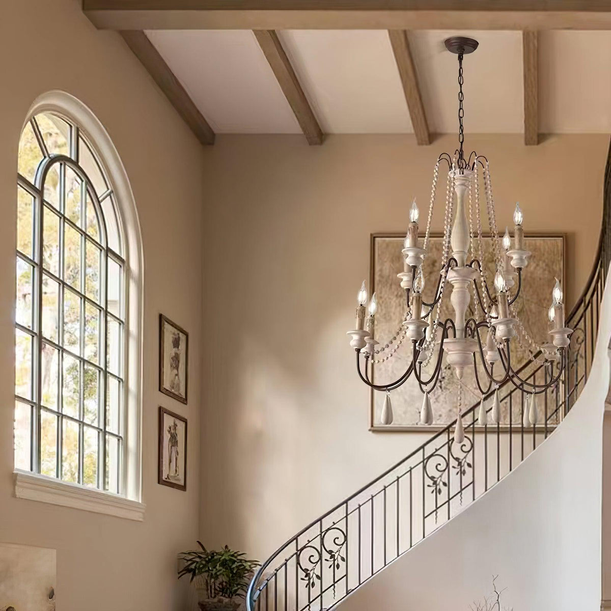 Lustra Chandelier à Bougies Bras Voluté Rustique - Neutralighting