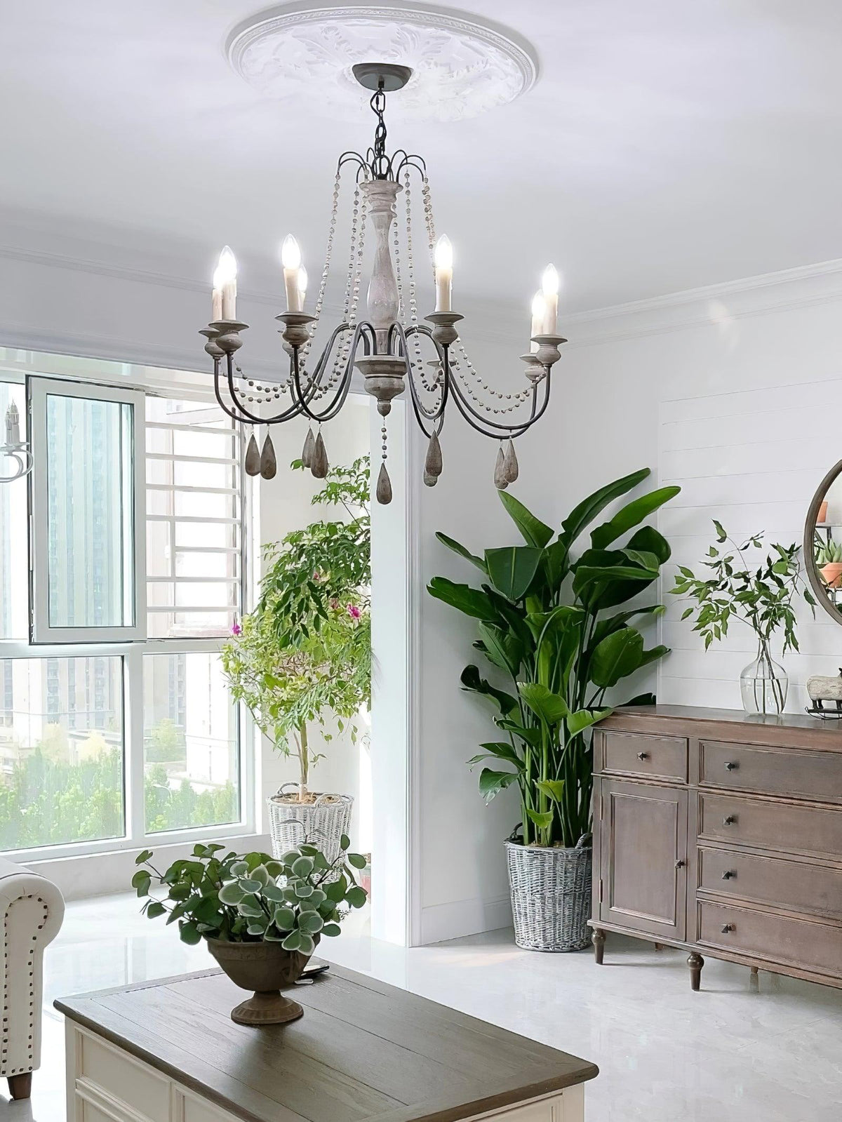 Lustra Chandelier à Bougies Bras Voluté Rustique - Neutralighting