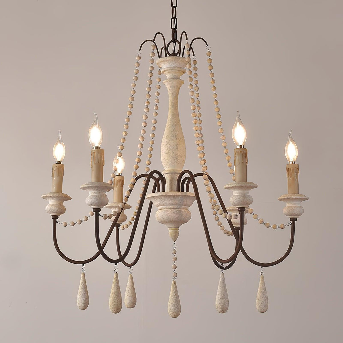 Lustra Chandelier à Bougies Bras Voluté Rustique - Neutralighting