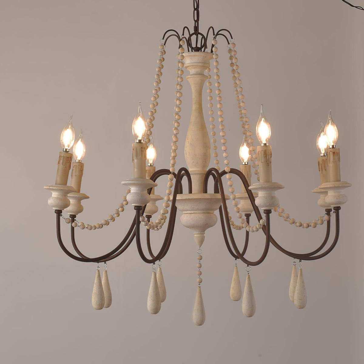 Lustra Chandelier à Bougies Bras Voluté Rustique - Neutralighting