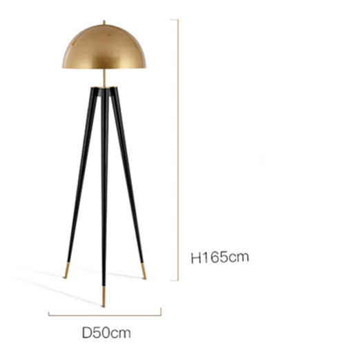 Abat-jour — Design LED tripod noir avec abat-jour doré Mushroom