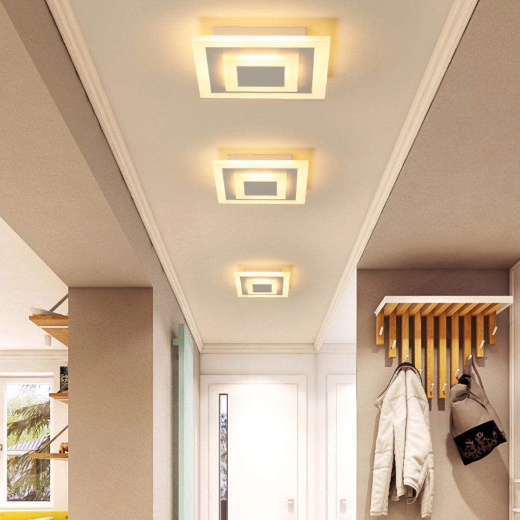 Plafonnier — Design LED en forme circulaire ou carré en métal Davis
