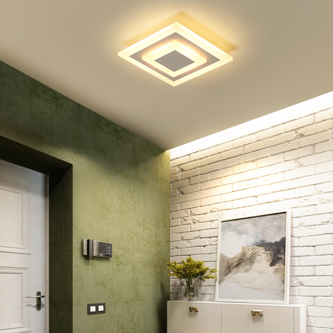 Plafonnier — Design LED en forme circulaire ou carré en métal Davis