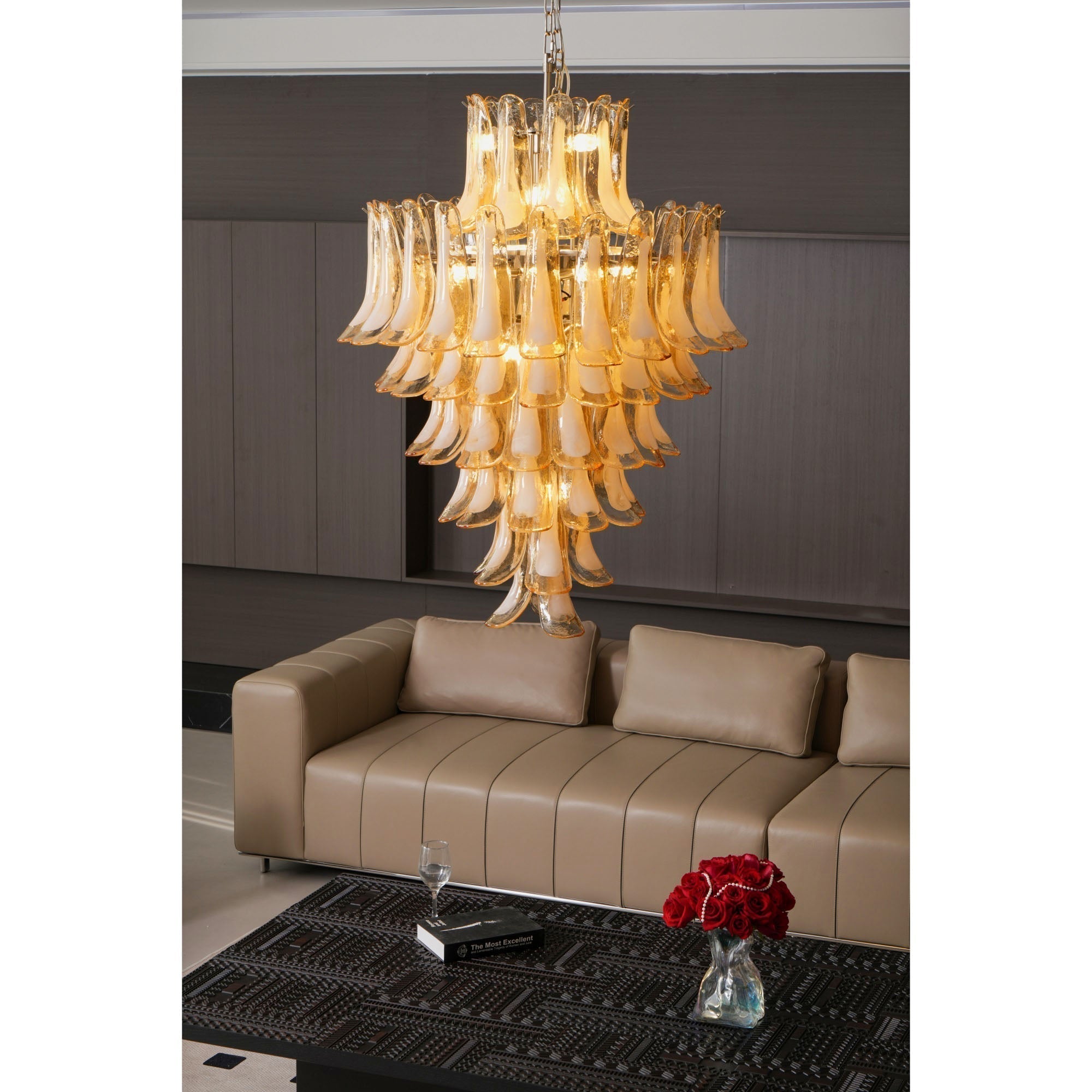 Aurora Chandelier en Verre Ambre Luxe - Neutralighting