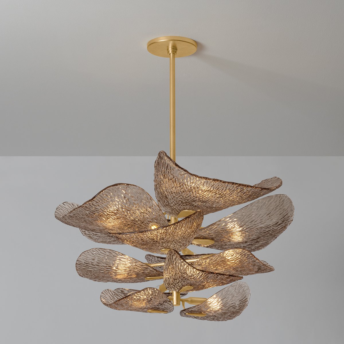 Aurora Chandelier en Verre Pétale Superposé Bronze - Neutralighting
