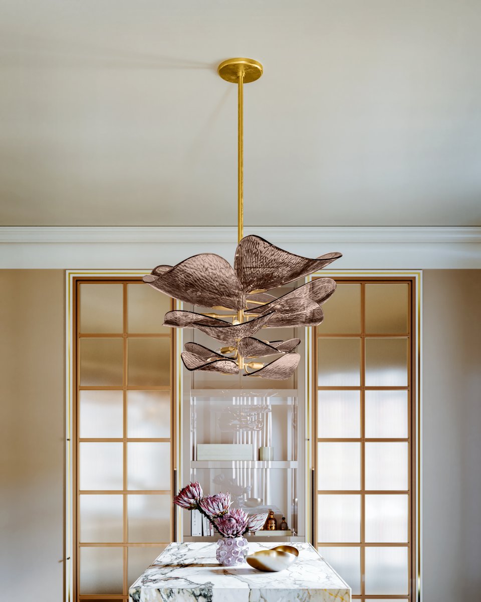 Aurora Chandelier en Verre Pétale Superposé Bronze - Neutralighting