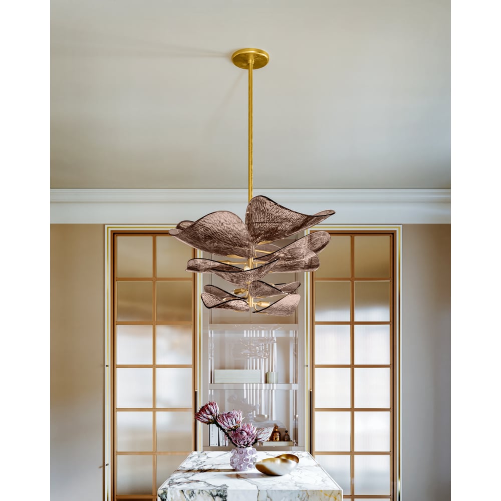 Aurora Chandelier en Verre Pétale Superposé Bronze - Neutralighting